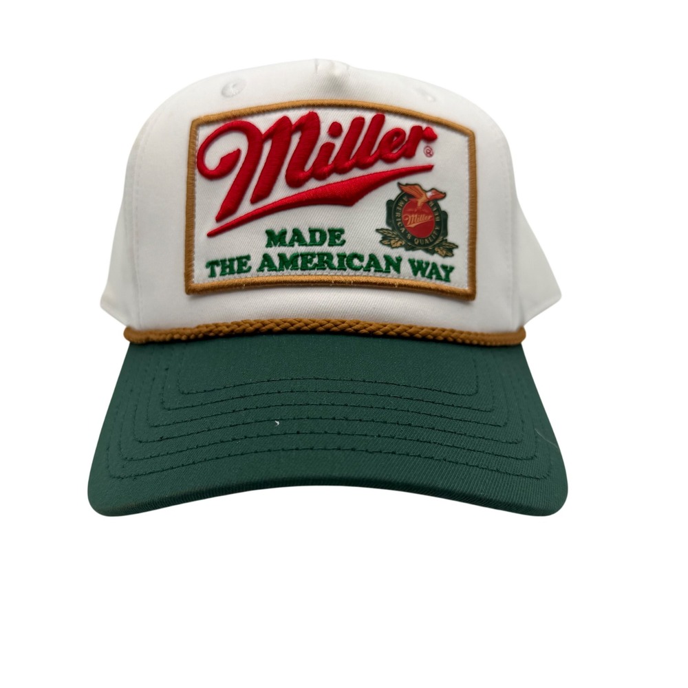Miller High Life Hat Made The American Way Trucker Snapback White Green NWT